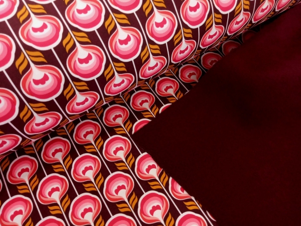 Preview: Softshell - Blumen - rot - Digitaldruck