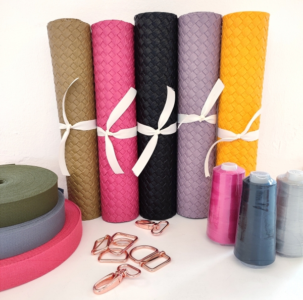 30 cm - Kunstleder - Flechtoptik - Beatrice - gelb