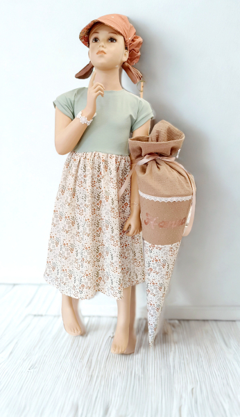 Baumwollstoff - Lilly - Blümchen - braun - natur
