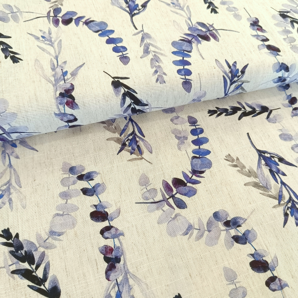 Viskose - Leinen - Eucalyptus - natur - blau - lila