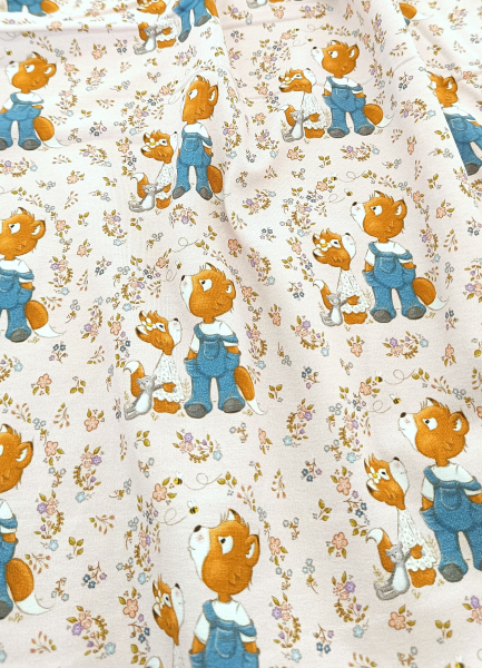 Rest 85 cm - Jersey - Fuchskids - Blumen - rosa