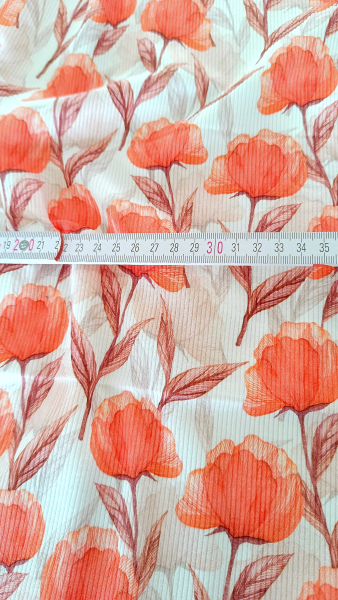 Preview: Rest 70 cm - Rippjersey - Blumen