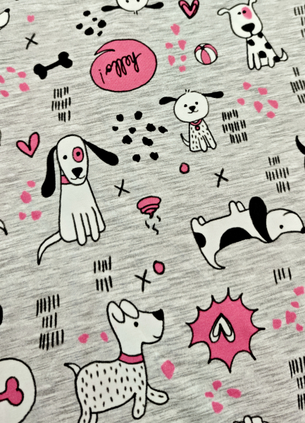 Preview: Jersey - funny Dogs - grau melliert