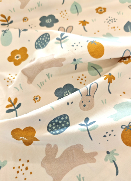 Jersey - Bunny - creme - blau