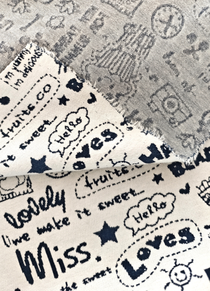 Preview: Jersey - Jacquard - Comic - weiss - schwarz