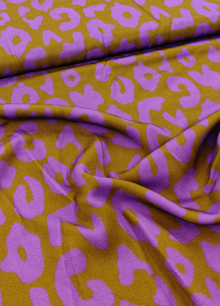 Viskose- Webware - Happy Leo - ocker - flieder  - Cherry Picking