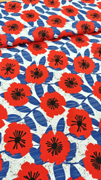 Preview: Bio Jersey - Mohnblumen