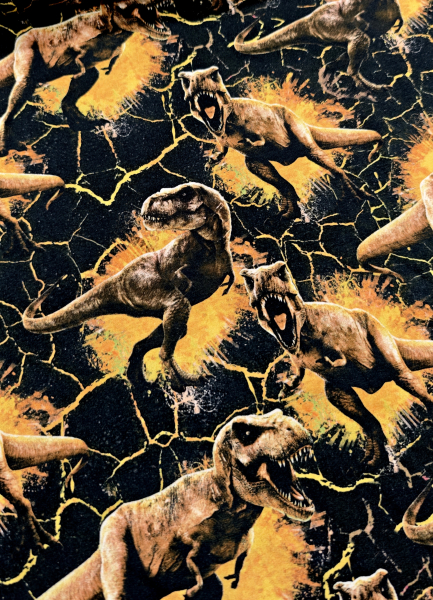 French Terry - Dino - schwarz - gelb