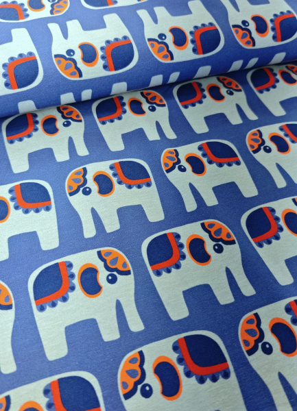 Jersey - Elefanten - blau - Retro
