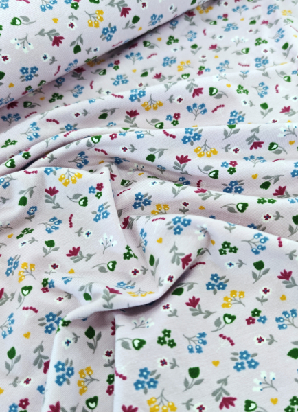 Jersey - Streublümchen - Blumen - flieder