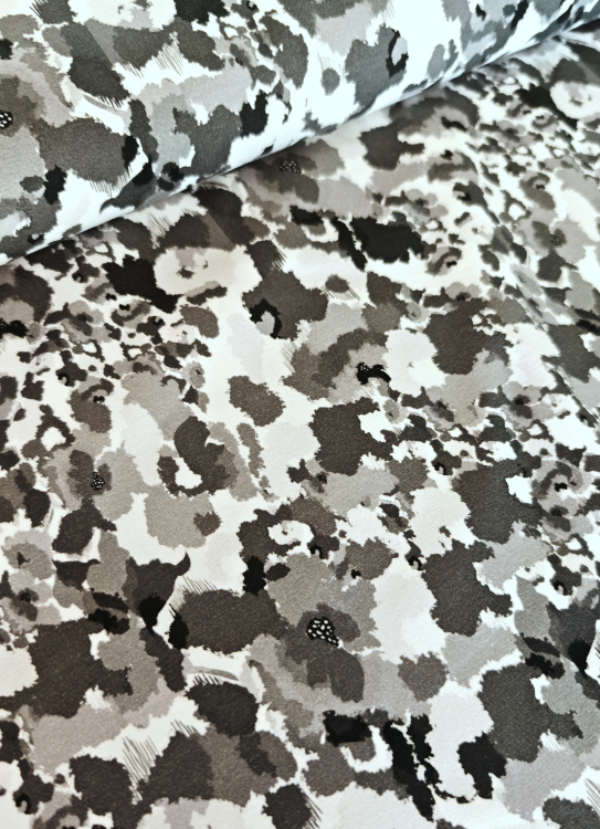 Jersey - Blumen - Muster - schwarz - weiss