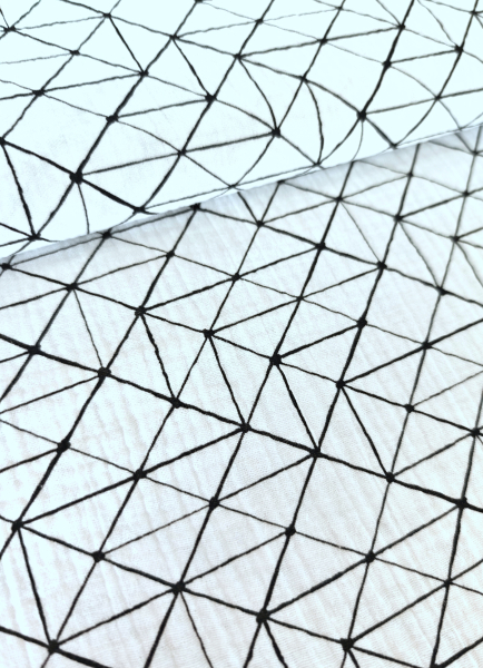 Musselin - Thea - Muster - weiss - schwarz