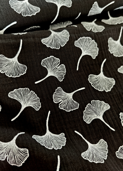 Musselin - Thea - Ginko - schwarz - weiss