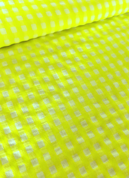 Preview: Baumwolle - Serrsucker - karo - neongrün-gelb
