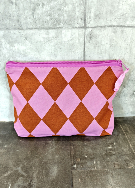 Organizer - Projekttasche - Rauten - pink - braun