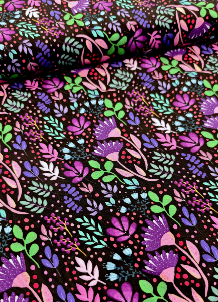 Viskose- Webware - in full bloom - by Emjo Design - schwarz