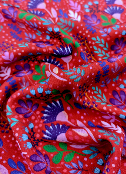 Viskose- Webware - in full bloom - by Emjo Design - rot