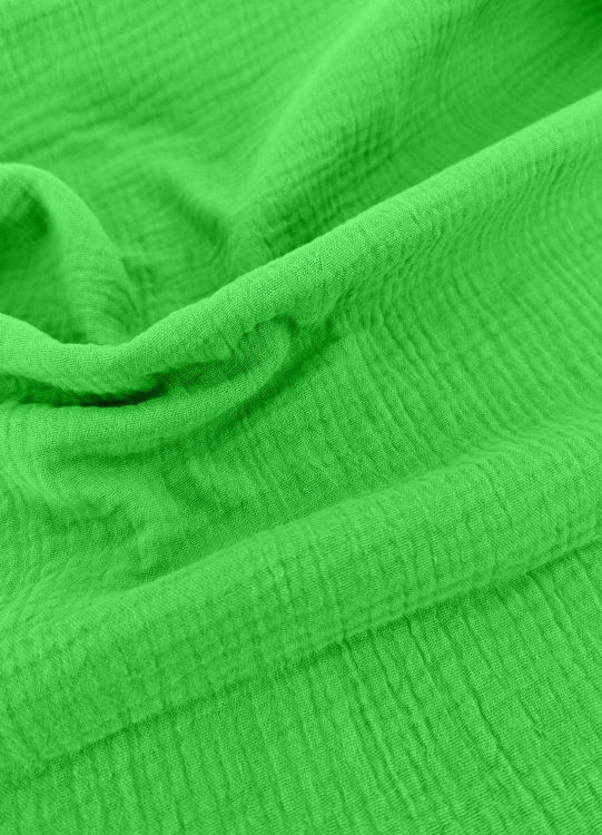 Musselin - Uni  - natur - hyper-green - Hilco