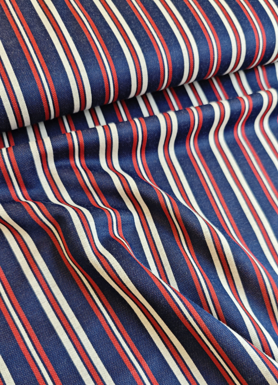 Jersey - Streifen - blau - leichter Jacquard Strick