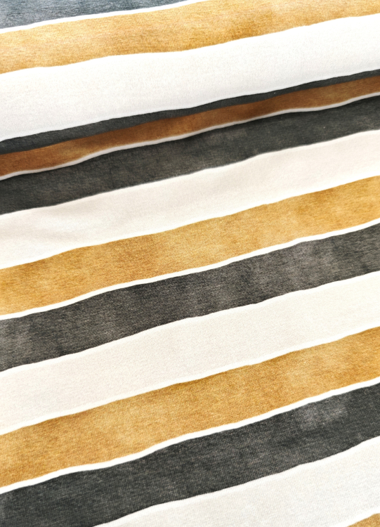 Streifen Jersey - Wellen - grau - gelb