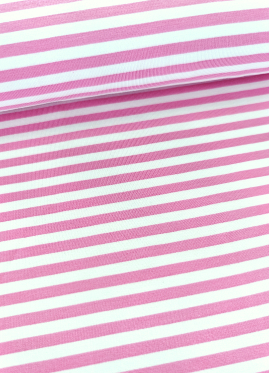French Terry - Streifen - rosa - weiss - Bio - Lillestoff