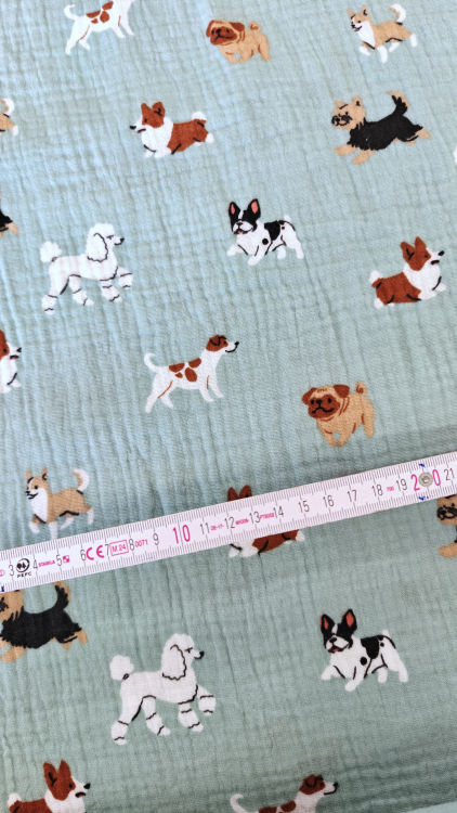 Preview: Musselin - Hunde - mint