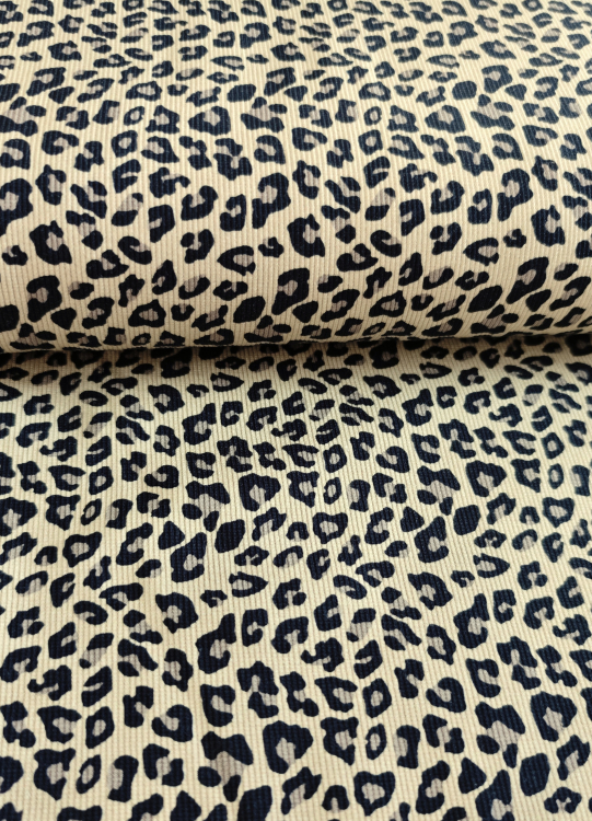 Rippjersey - Leo - creme - schwarz - grau