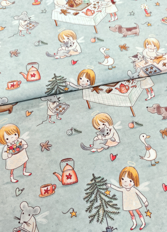 Preview: Bio Jersey - Weihnachts - Werkstatt - Design Susalabim - Extrabreit 160 cm