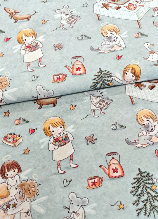 Bio Jersey - Weihnachts - Werkstatt - Design Susalabim - Extrabreit 160 cm