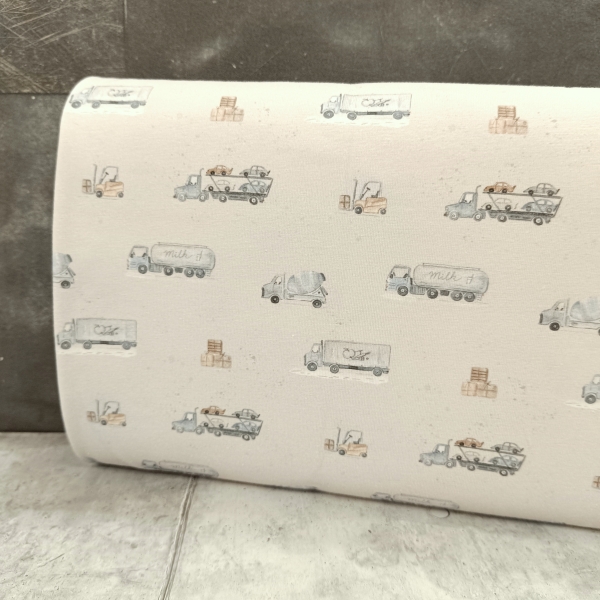 Jersey - Trucks  - creme -Christiane Zielinski -  by Family Fabrics