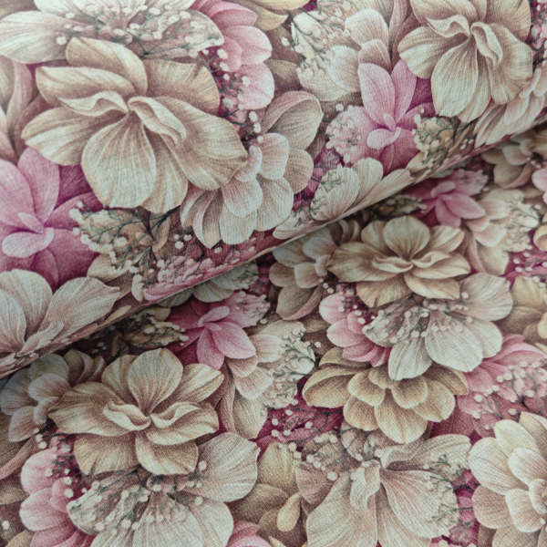 Alpenfleece - Blumen - beige - altrosa