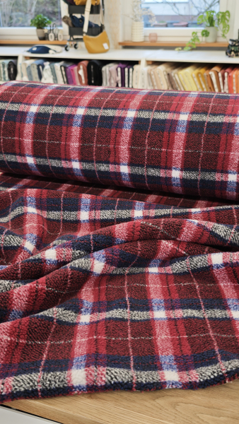 Plüsch - Mantelstoff - karo