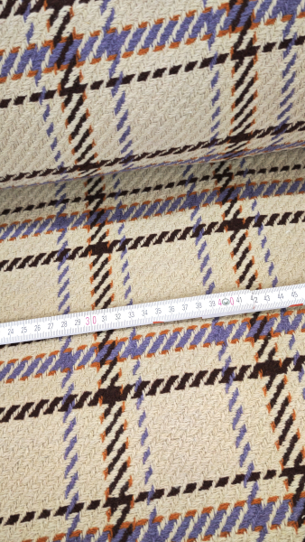 Preview: Mantelstoff - karo Check - beige - flieder - orange
