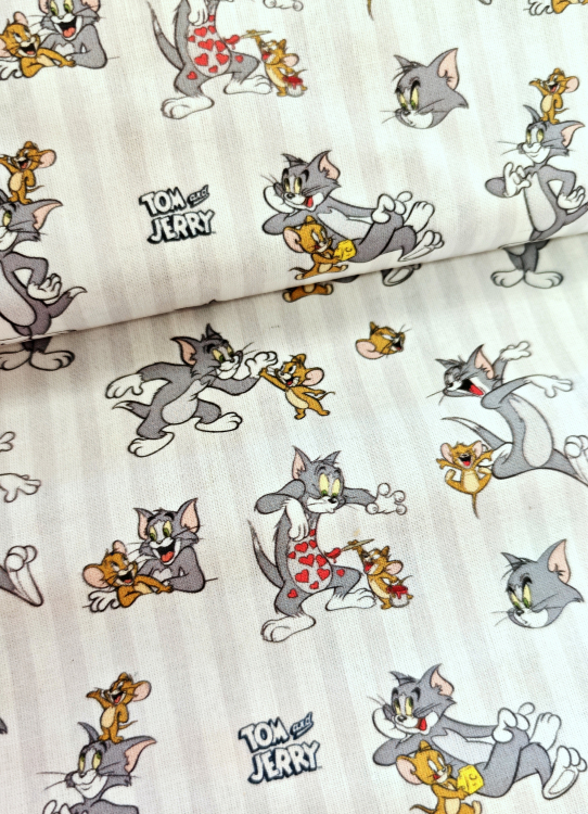 Baumwollstoff - Tom & Jerry - Streifen