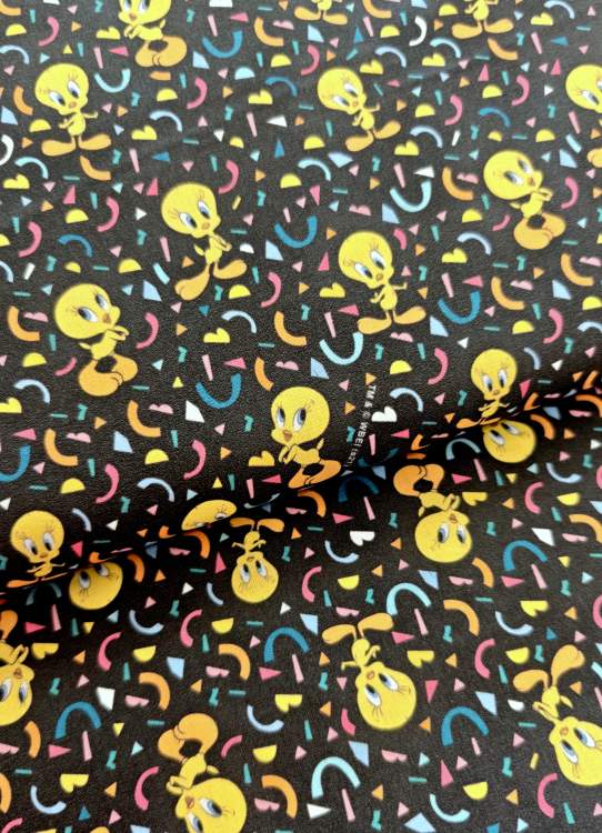Baumwollstoff - Tweety - Comic - dunkel