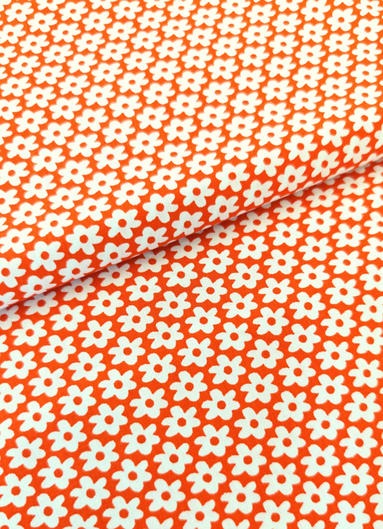 Baumwollstoff - Blümchen - orange