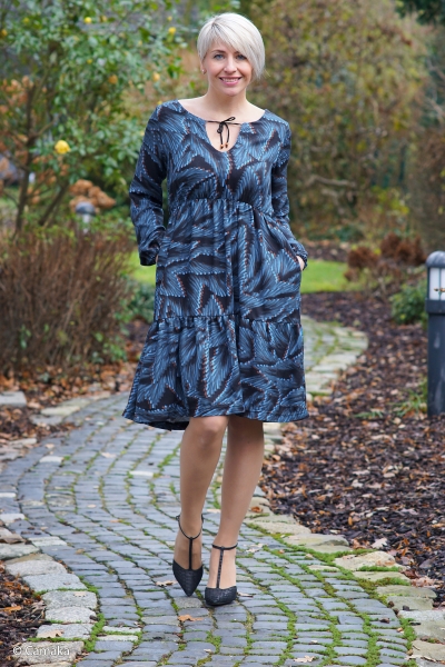 Viskose - Webware - Falls Leaves - by Thorsten Berger - blau