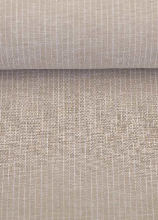 Baumwoll Leinen Stoff - Paul - leicht und luftig - Nadelstreifen - beige