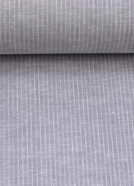 Baumwoll Leinen Stoff - Paul - leicht und luftig - Nadelstreifen - grau