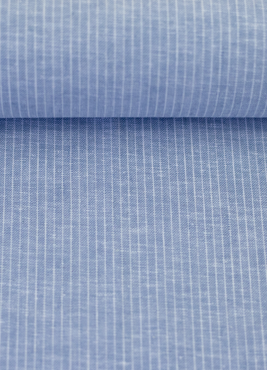 Baumwoll Leinen Stoff - Paul - leicht und luftig - Nadelstreifen - hellblau