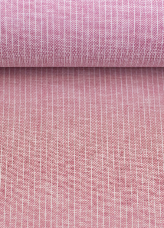 Baumwoll Leinen Stoff - Paul - leicht und luftig - Nadelstreifen - altrosa
