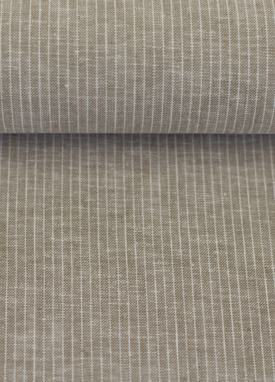 Baumwoll Leinen Stoff - Paul - leicht und luftig - Nadelstreifen - oliv