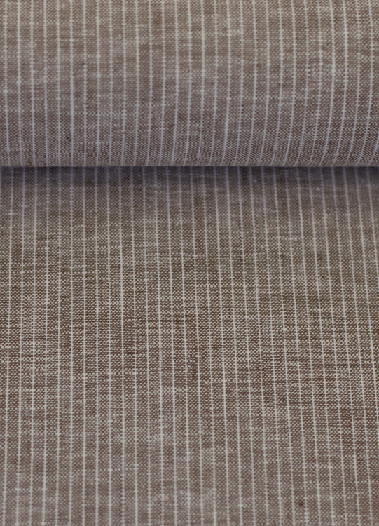 Baumwoll Leinen Stoff - Paul - leicht und luftig - Nadelstreifen - schlamm