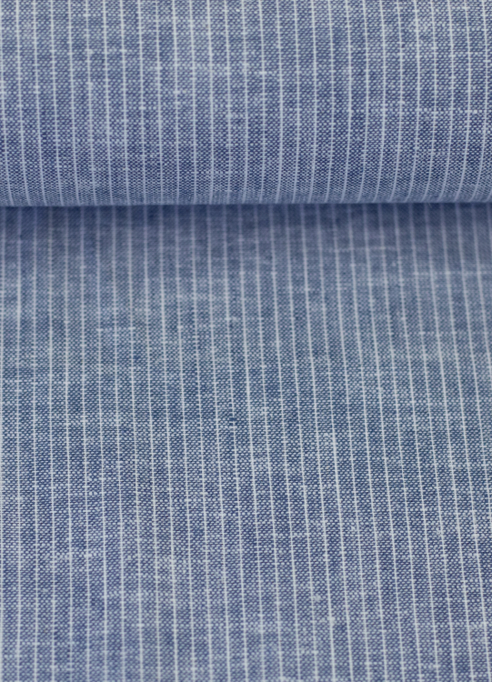 Baumwoll Leinen Stoff - Paul - leicht und luftig - Nadelstreifen - jeansblau