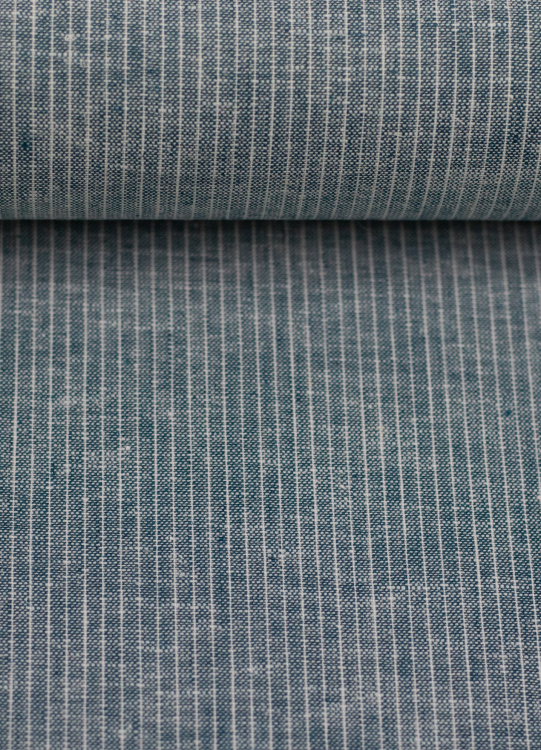 Baumwoll Leinen Stoff - Paul - leicht und luftig - Nadelstreifen - petrol