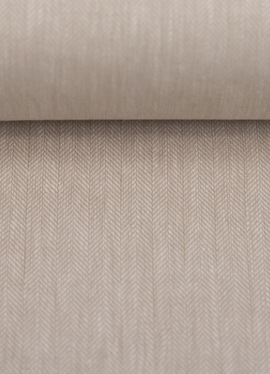 Baumwoll Leinen Stoff - Paul - leicht und luftig - Fischgrät - beige