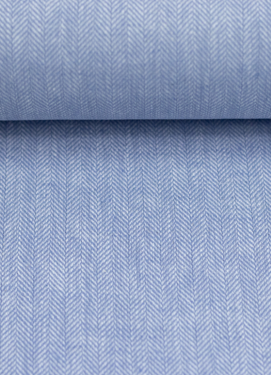 Baumwoll Leinen Stoff - Paul - leicht und luftig - Fischgrät - hellblau