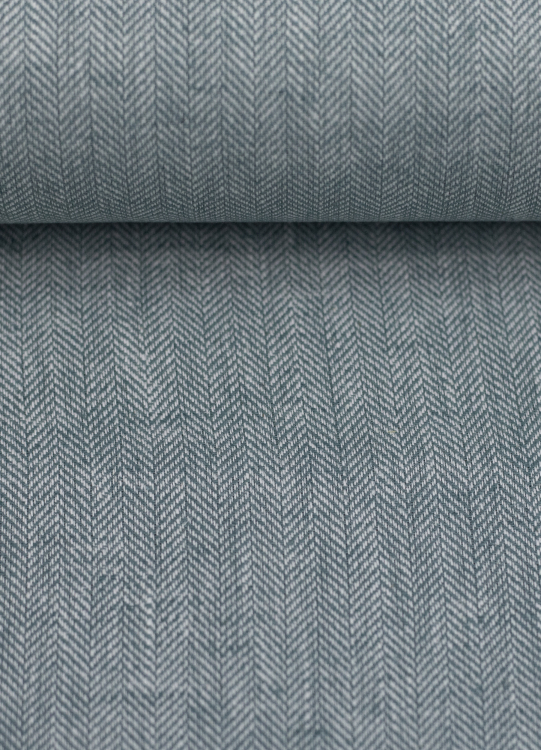 Baumwoll Leinen Stoff - Paul - leicht und luftig - Fischgrät - smaragd