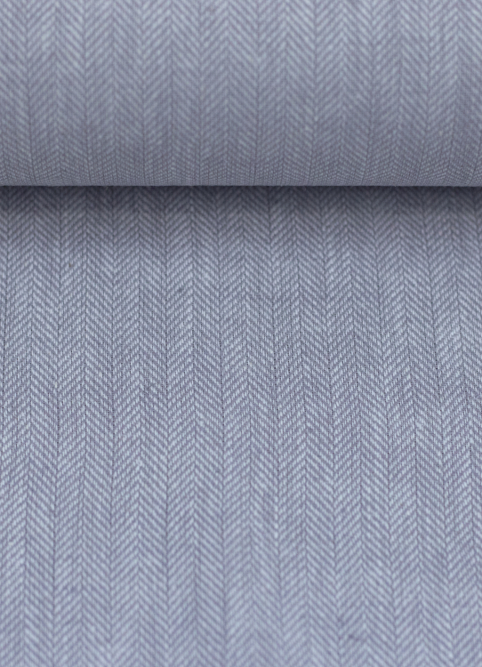 Baumwoll Leinen Stoff - Paul - leicht und luftig - Fischgrät - grau