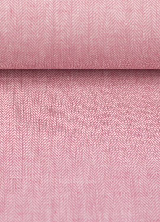 Baumwoll Leinen Stoff - Paul - leicht und luftig - Fischgrät - altrosa